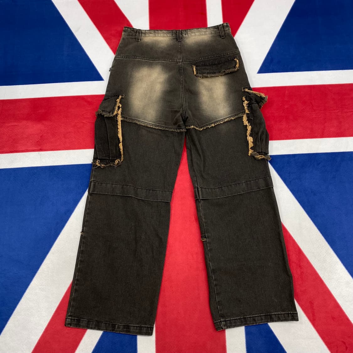 와이드 흑청데님 카고팬츠 L 상품이미지5