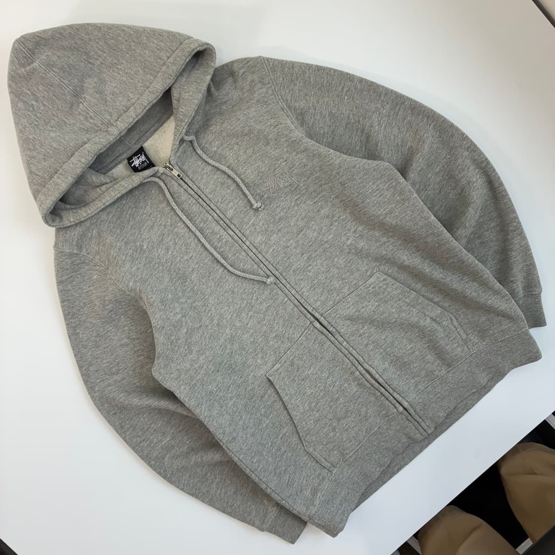 Stussy 스투시00‘s 멜란지 그레이 빅스탁 자수 후드 집업 상품이미지4