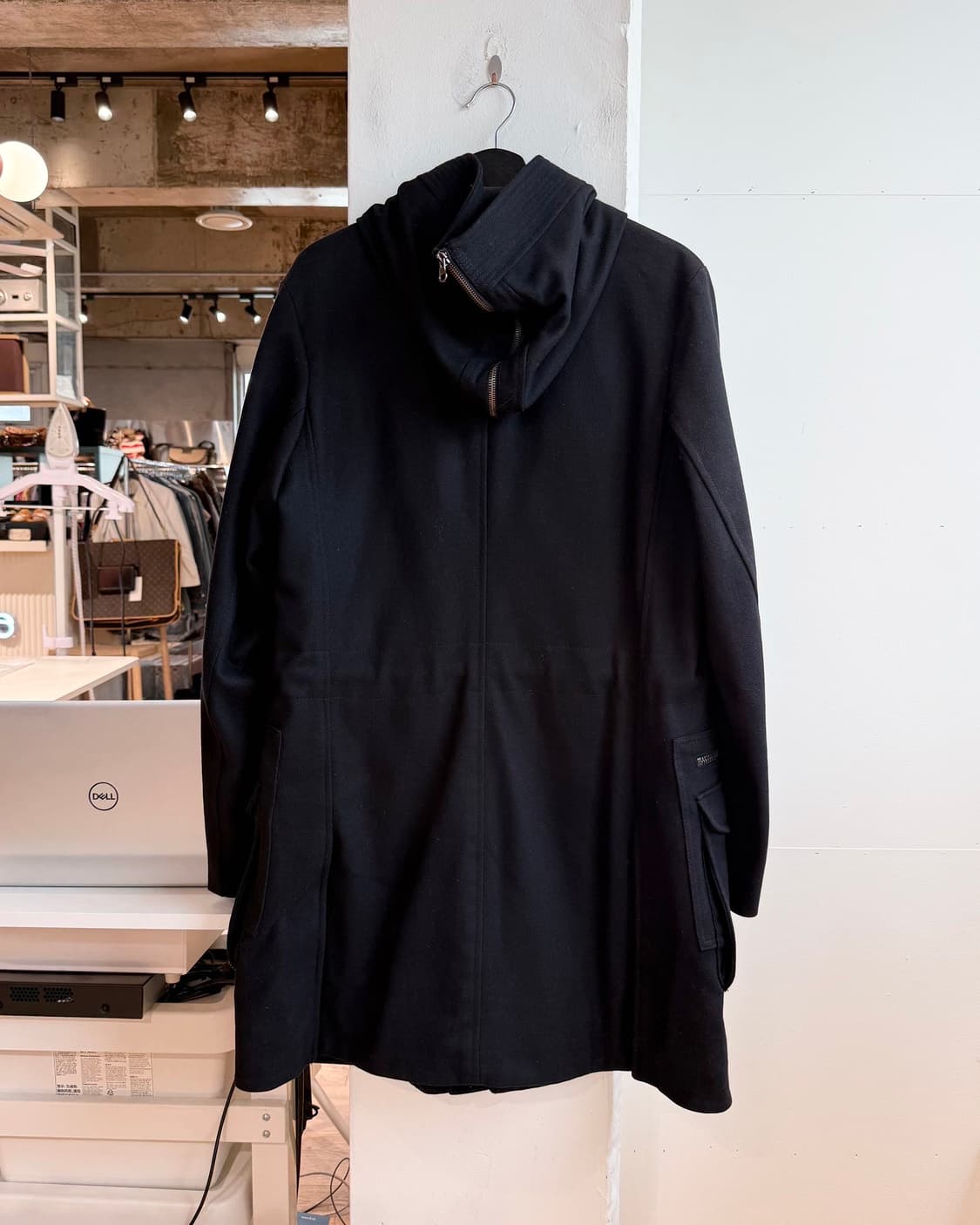 엠포리오 아르마니 블랙 울 집업 후디 롱 코트  상품이미지7