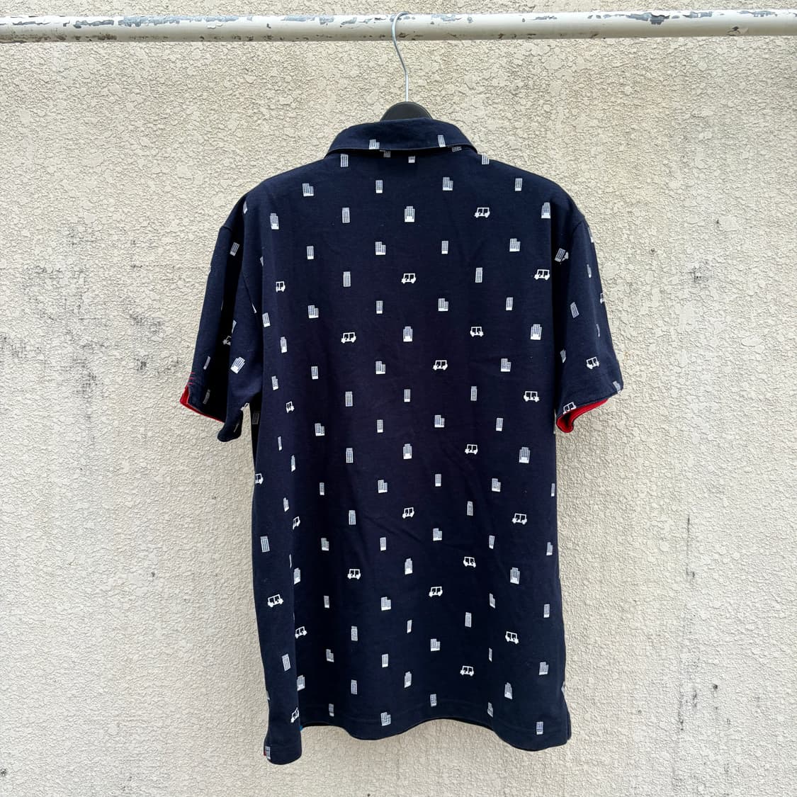 L)아디다스 패턴 PK카라 반팔 네이비 티셔츠 상품이미지3