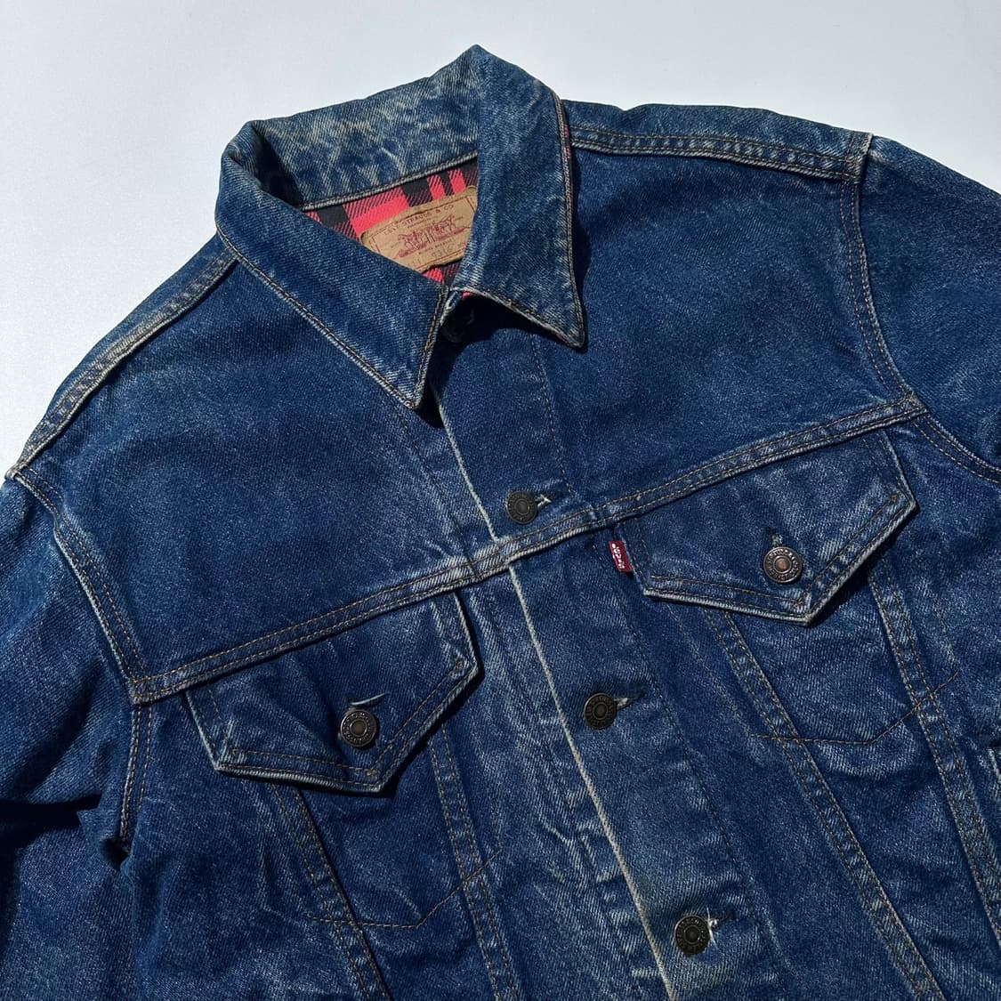90’s USA 리바이스 체크 라이닝 데님 트러커 자켓 상품이미지3