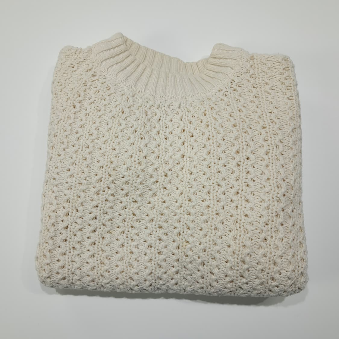 CL357 XL 엘엘빈 90s 허니콤 모크넥 아이보리 니트 스웨터 상품이미지6
