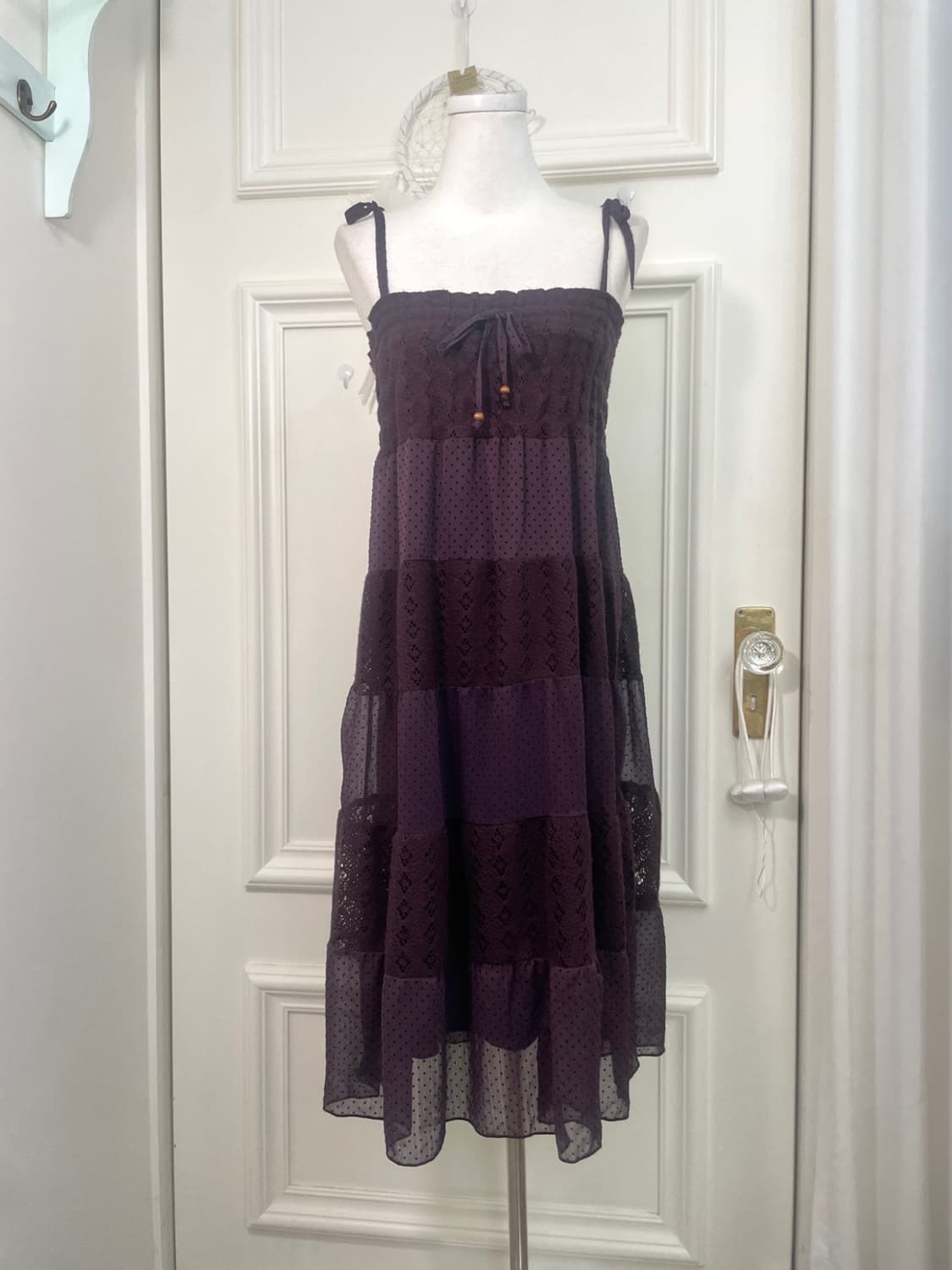 purple lace dot bow banding opc&skirt 상품이미지1