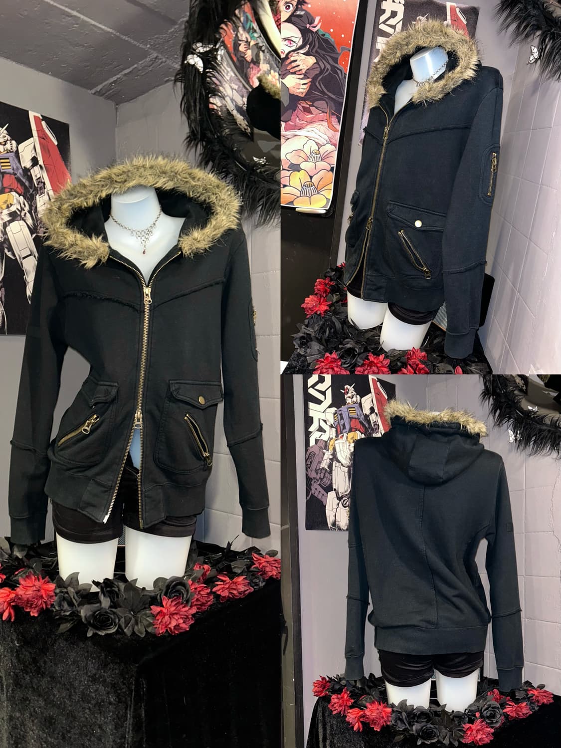 퍼후드 입체포켓 투웨이 후드집업 y2k갸루펑크 상품이미지2