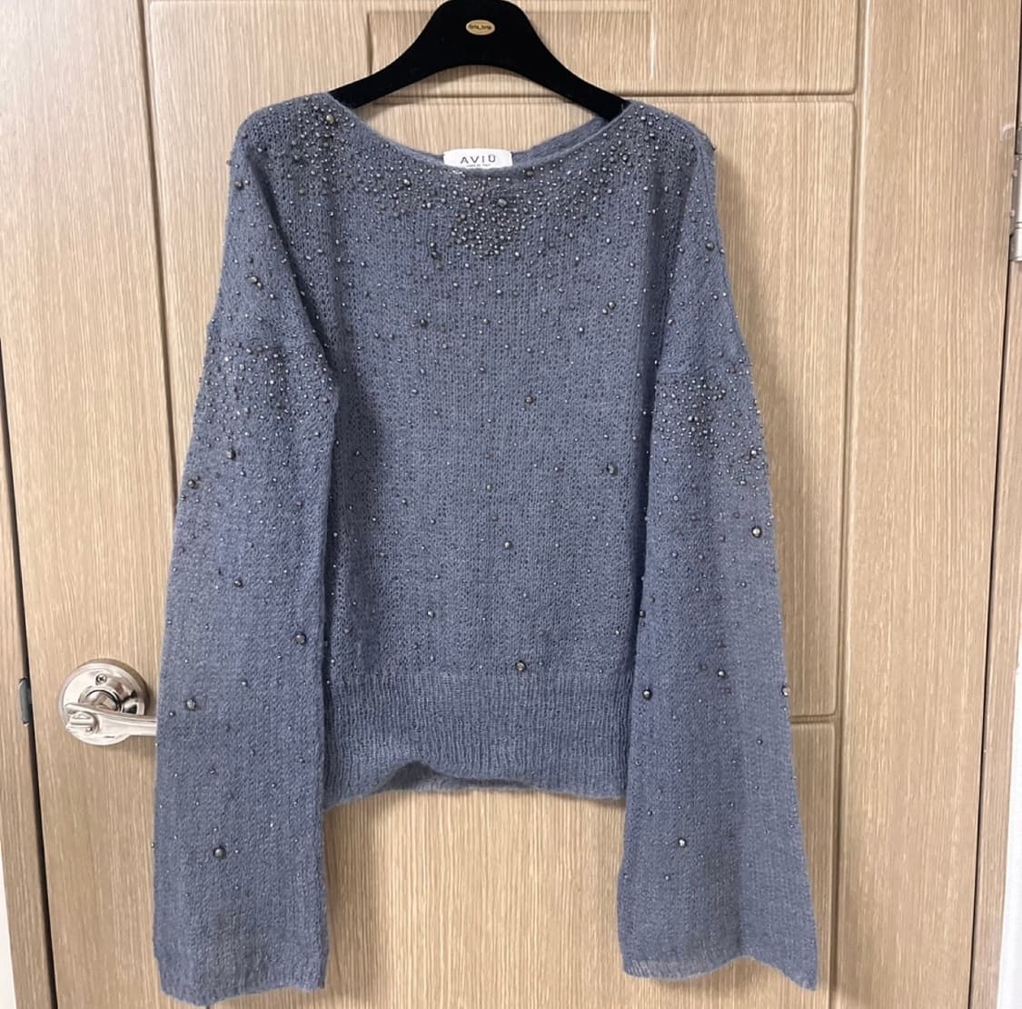 이태리 아뷰 모헤어 니트 비즈 여리 소매 정가120만원 상품이미지3