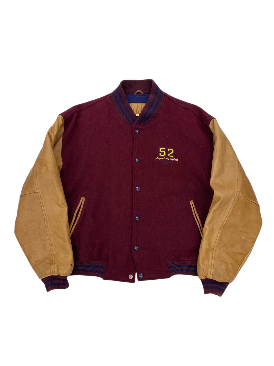 90‘s 갭 울/레더 바시티 자켓 상품이미지1