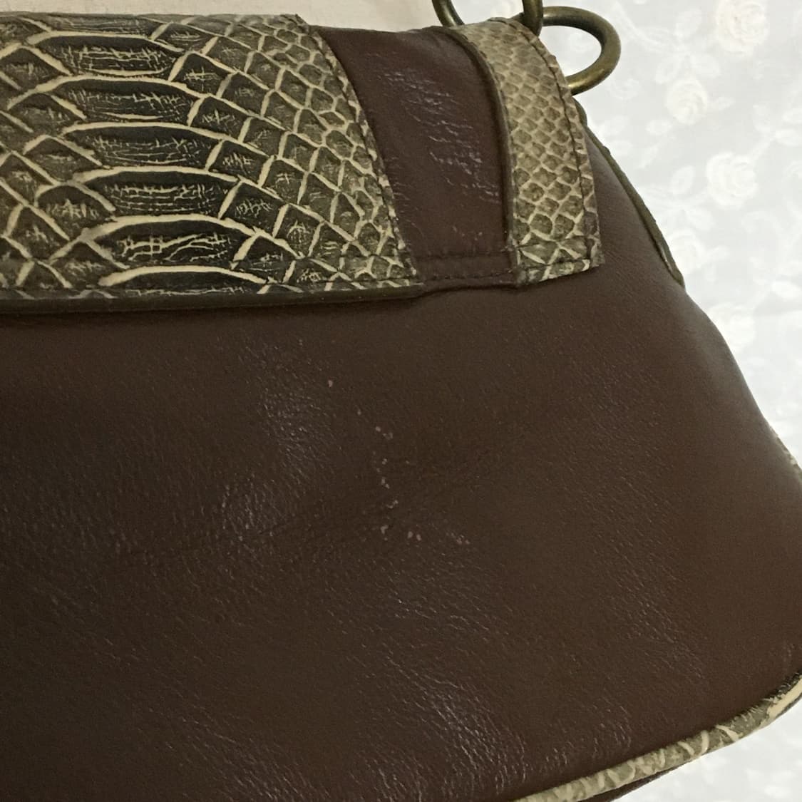 빈티지 브라운 파이톤 패턴 레더 숄더백 상품이미지4