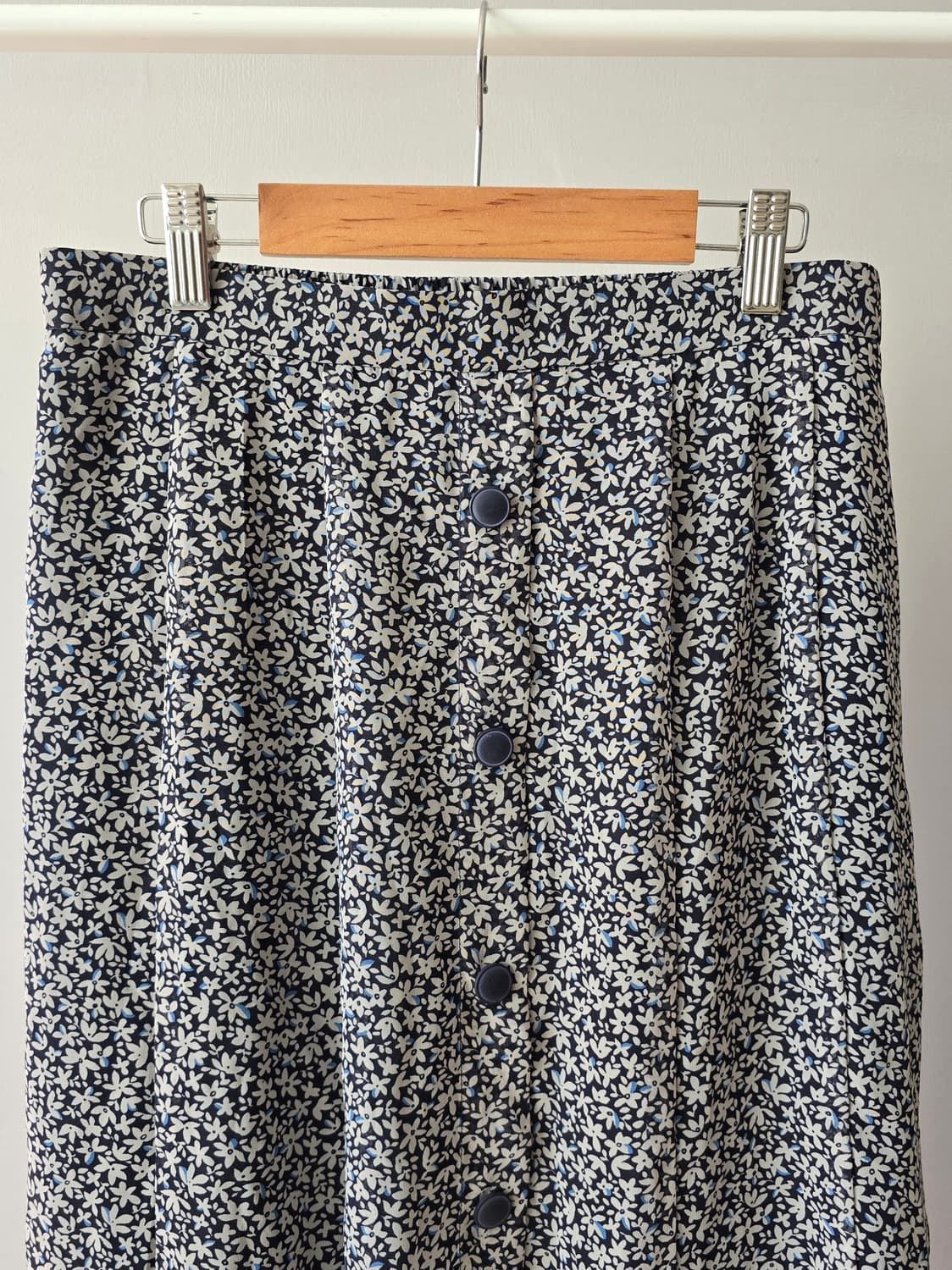 빈티지 네이비 플라워 버튼 스커트 상품이미지2