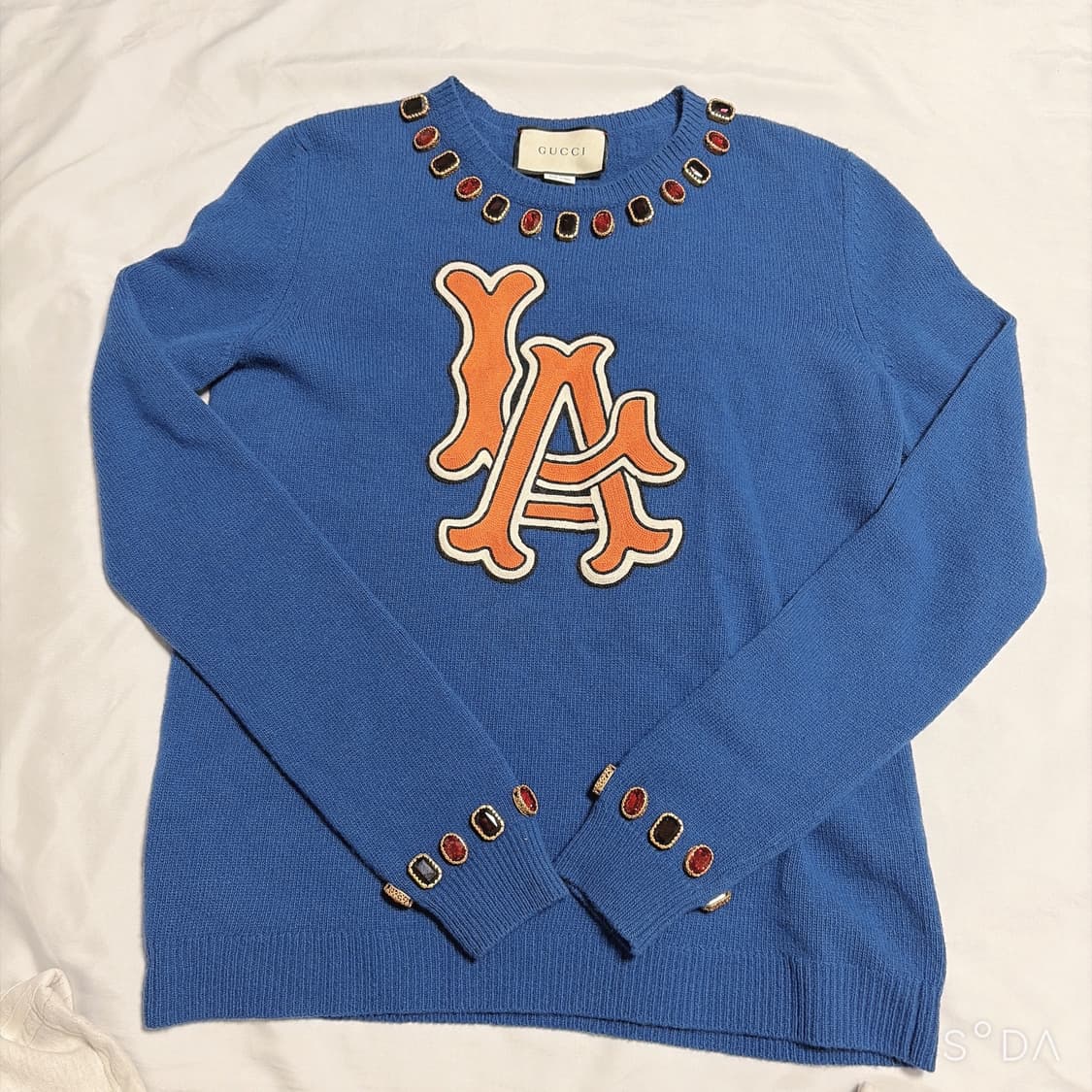 구찌 x MLB 콜라보 주얼리 니트 블루 M 상품이미지1