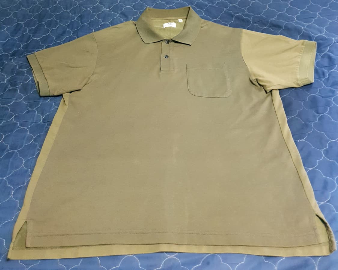 (단종매물) 유니클로 엔지니어드 가먼츠 배색 코튼 반팔 카라티 (XL). 상품이미지1