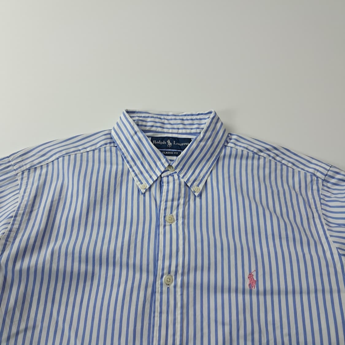 CJ473 XL 폴로 클래식핏 블루 마린스트라이프 셔츠 남방 상품이미지2