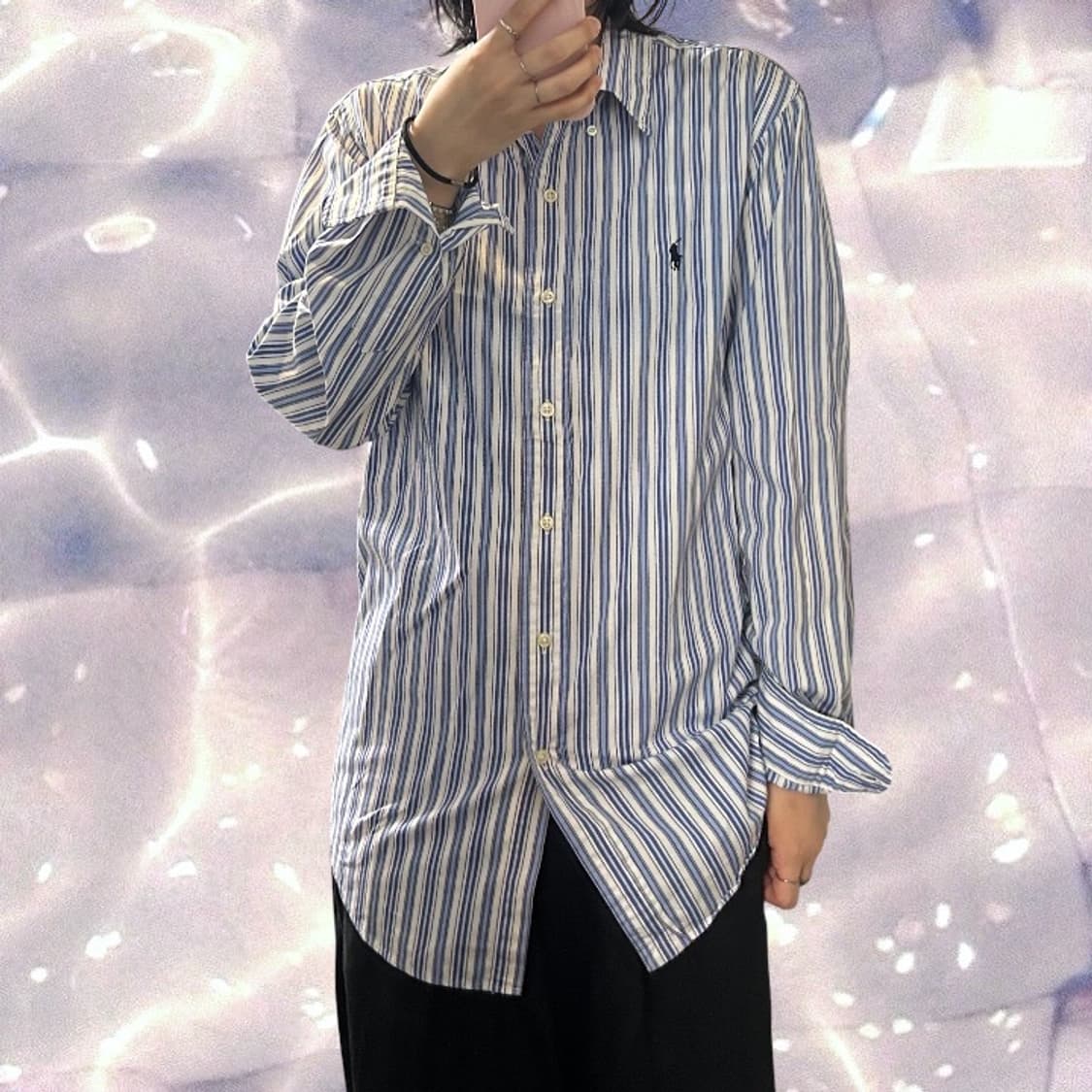 폴로 랄프로렌 스트라이프 셔츠 스카이 블루 M  상품이미지2