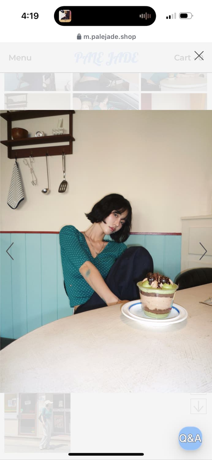 Three-Quarter Sleeve Shirring T - Dot 상품이미지5