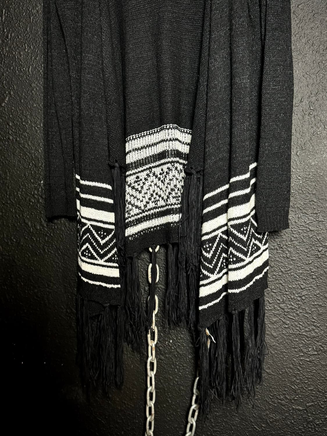 GORGE – Black Fringed Patterned Cardigan 상품이미지4
