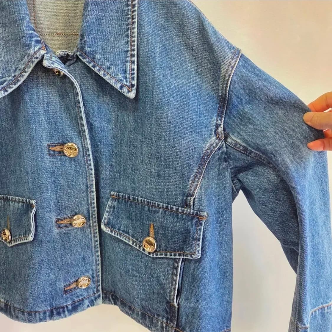 [마인] 한섬 커프스 데님 자켓 스모크블루 상품이미지5