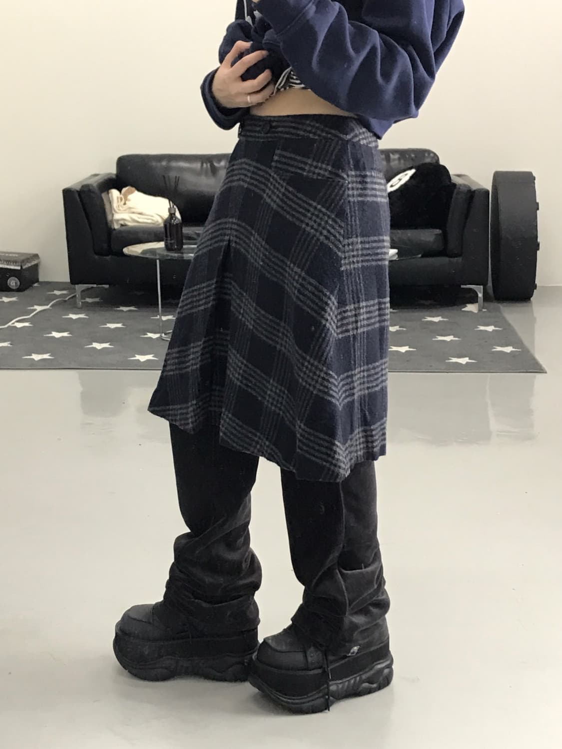 Beams Wool Checked Midi Skirts 상품이미지2
