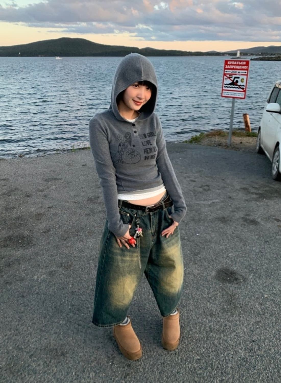 dear my kiko 니트 후드 상품이미지2