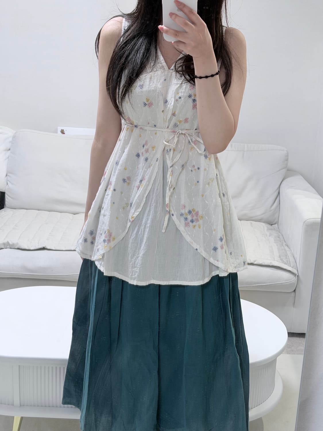 하구미 모리 청록 롱스커트 블라우스 세트 상품이미지3