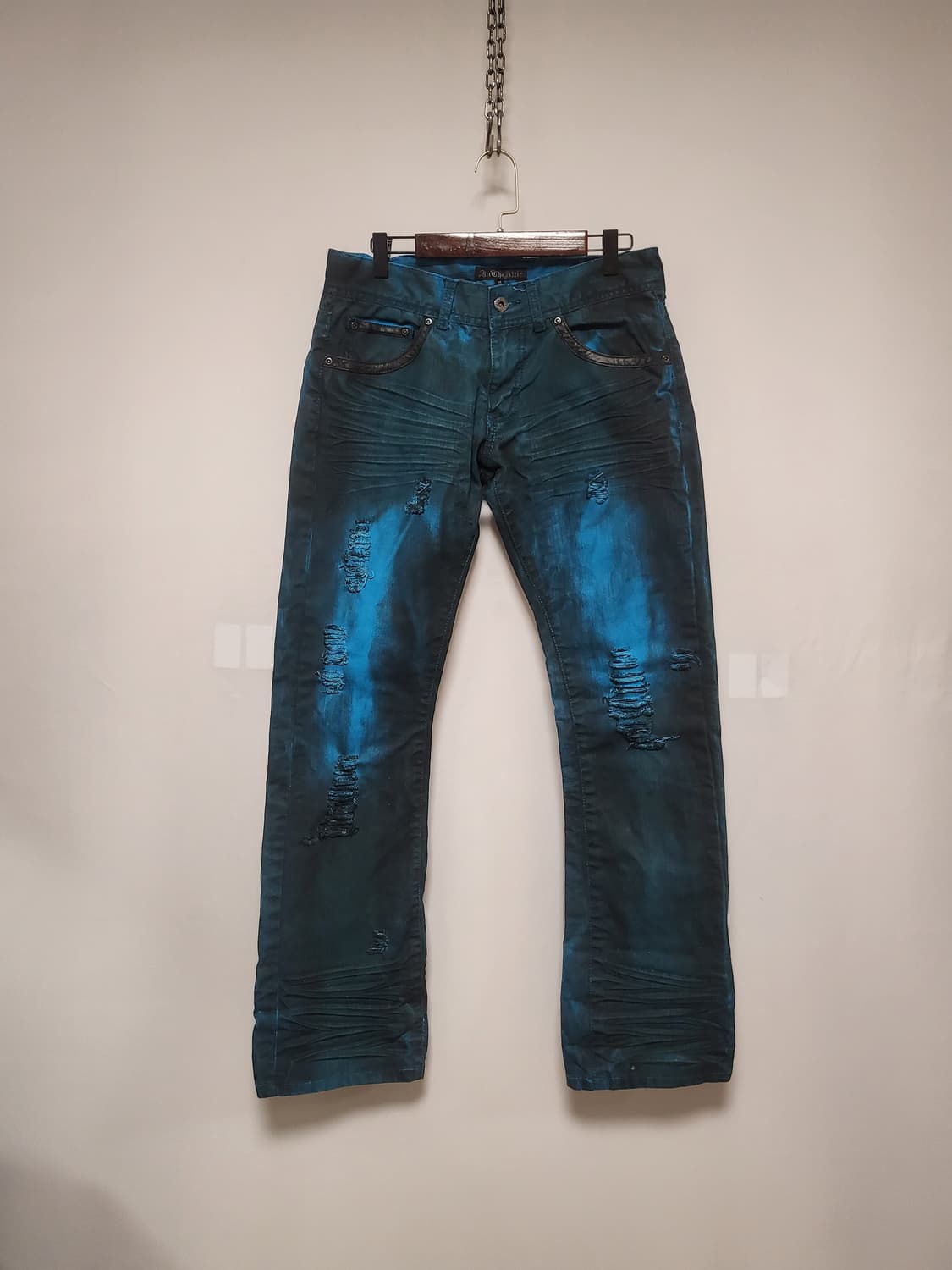 인더애틱 00s y2k 타이다이 코팅데님팬츠  컬처브랜드 상품이미지1