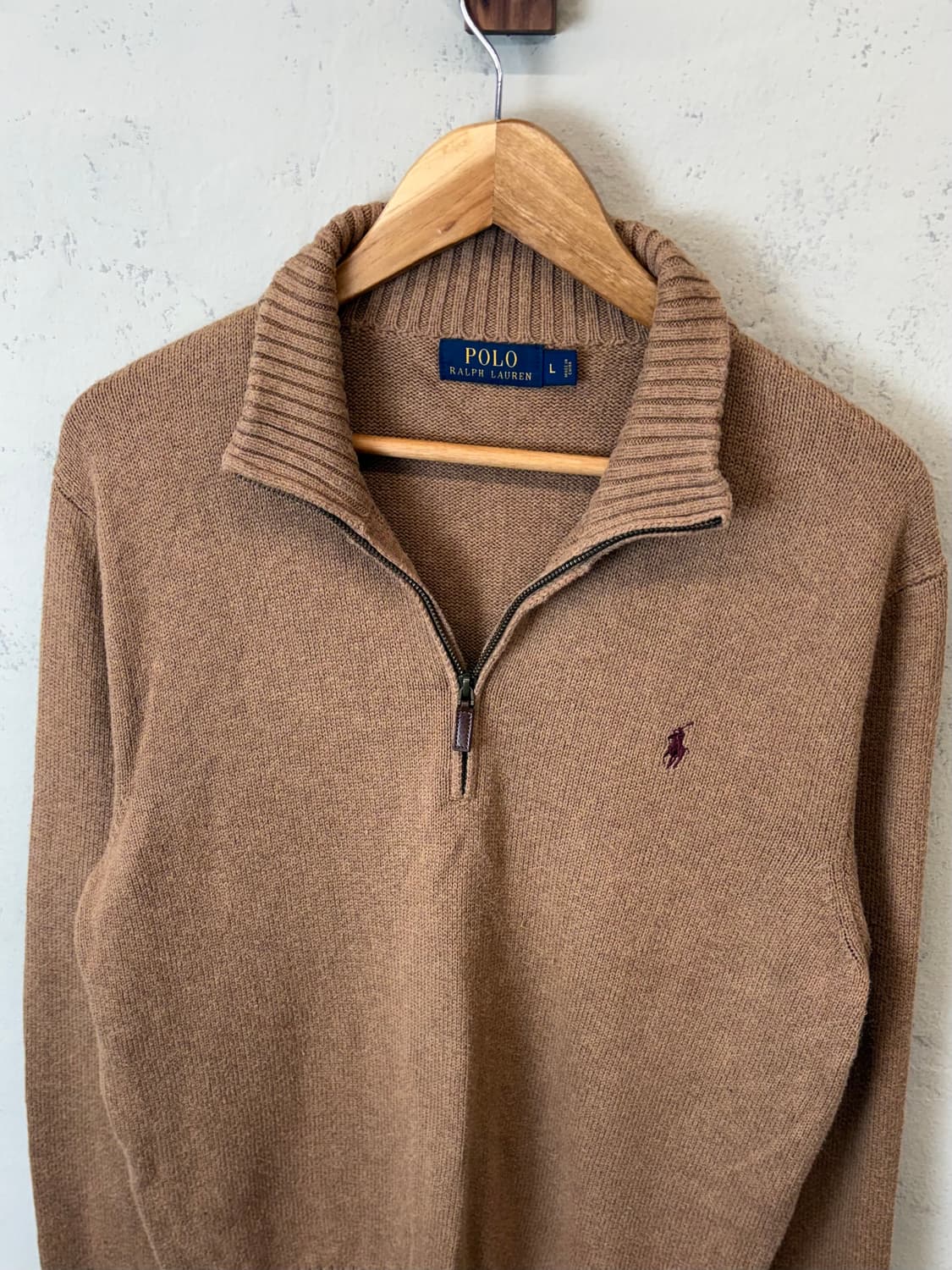 폴로랄프로렌 코튼 반집업 니트 베이지 상품이미지4