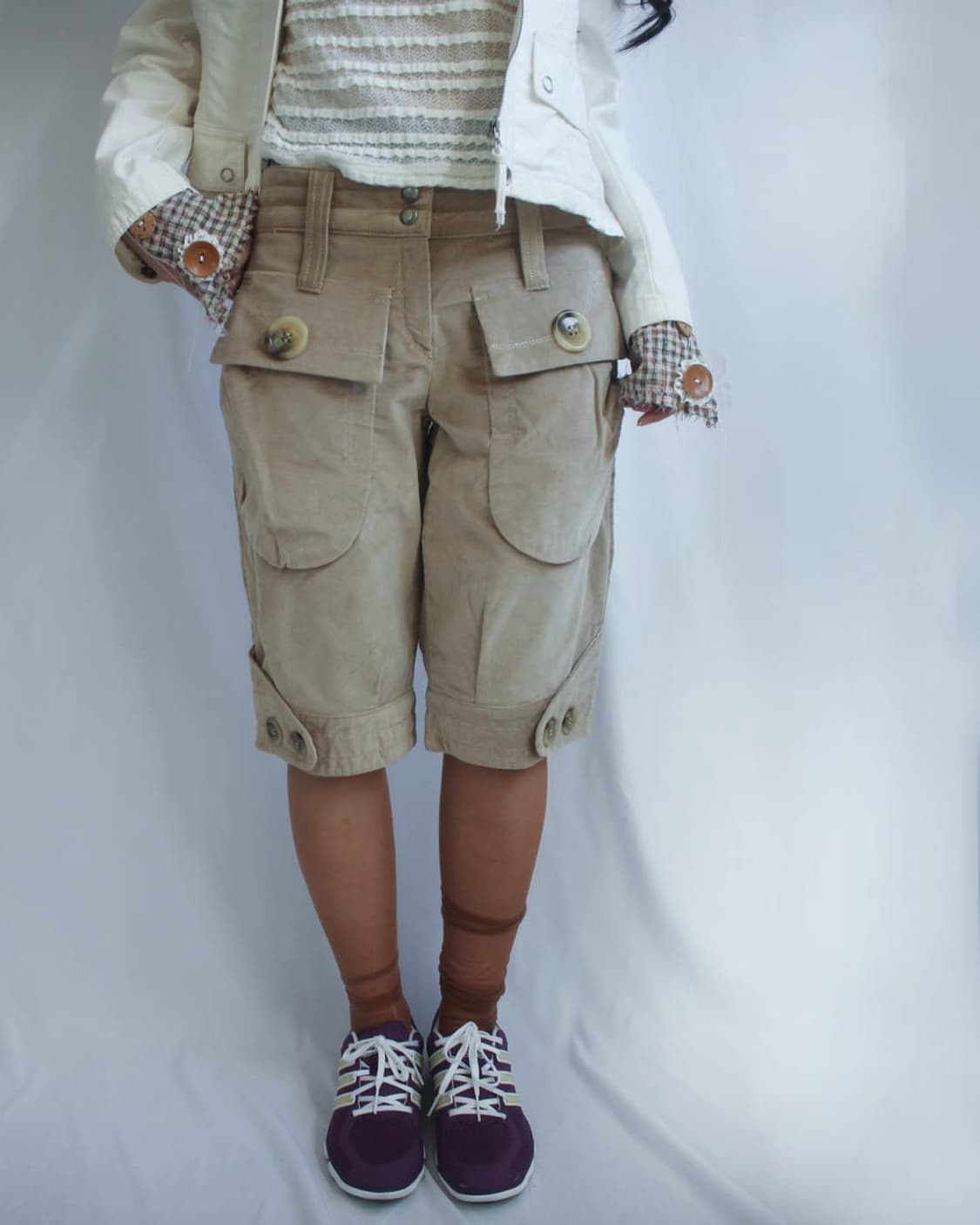 Antique semi-glossy beige capri pants 상품이미지4