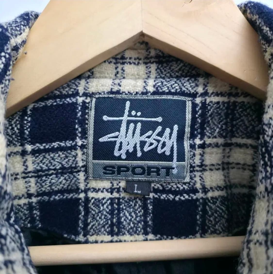 [L] 90s 스투시 스포츠 플라넬 체크 셔츠 퀼팅 USA made 상품이미지7