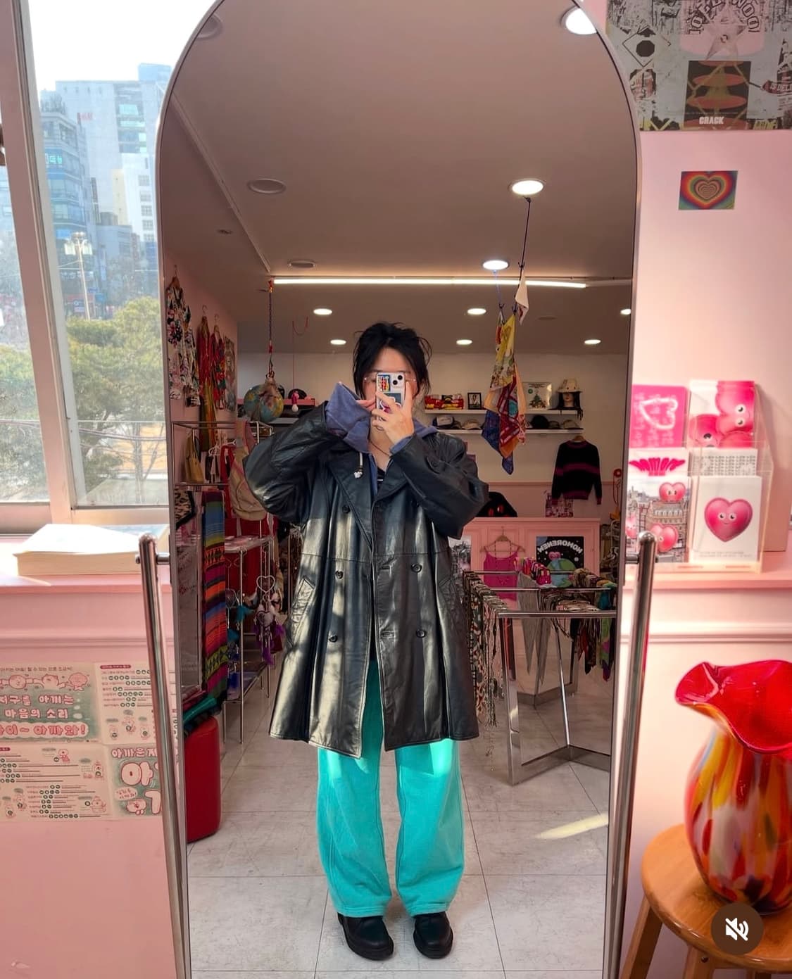 블랙 레더 미디코트 상품이미지8