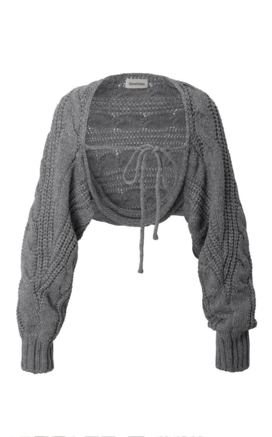 쓰리타임즈 23fw 케이블 볼레로 가디건 멜란지그레이 상품이미지1