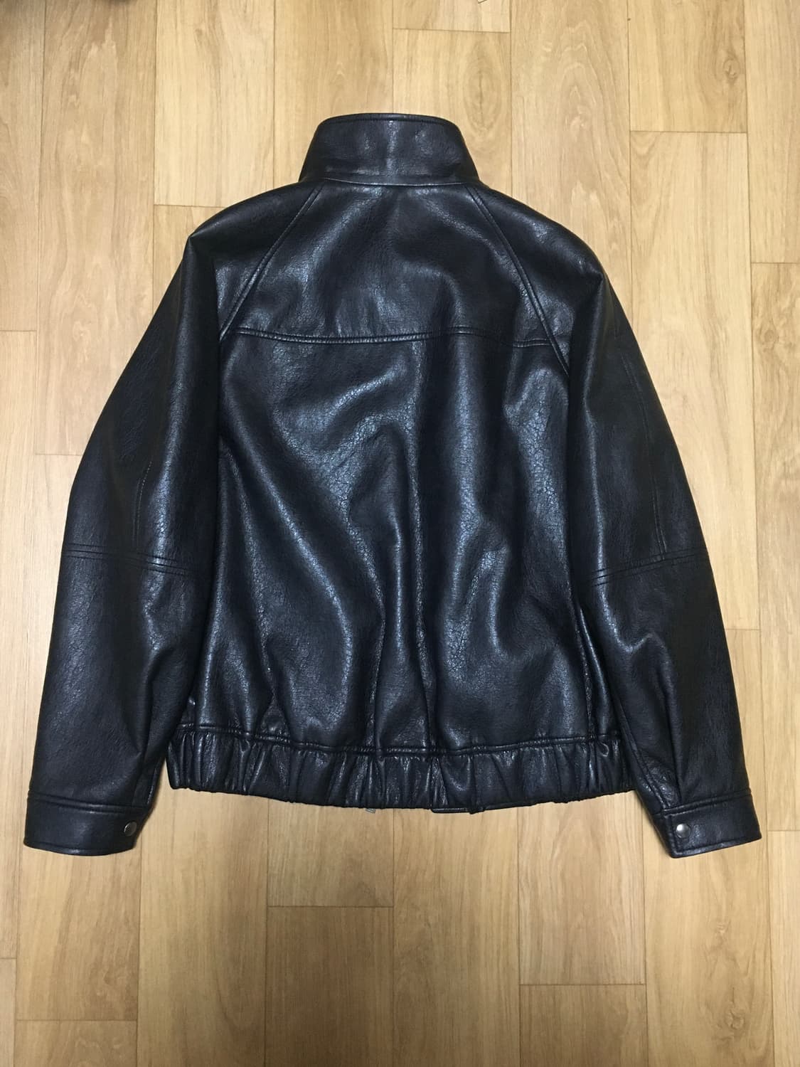 레이브 하이넥 레더 블루종 자켓 상품이미지6