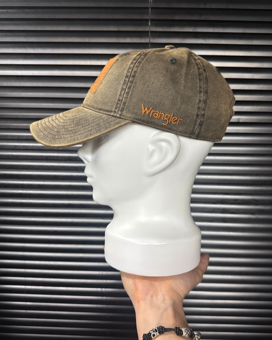 Wrangler 렝글러 브라운 갈색 워시드 데님 볼캡 모자 워크 가죽 상품이미지2