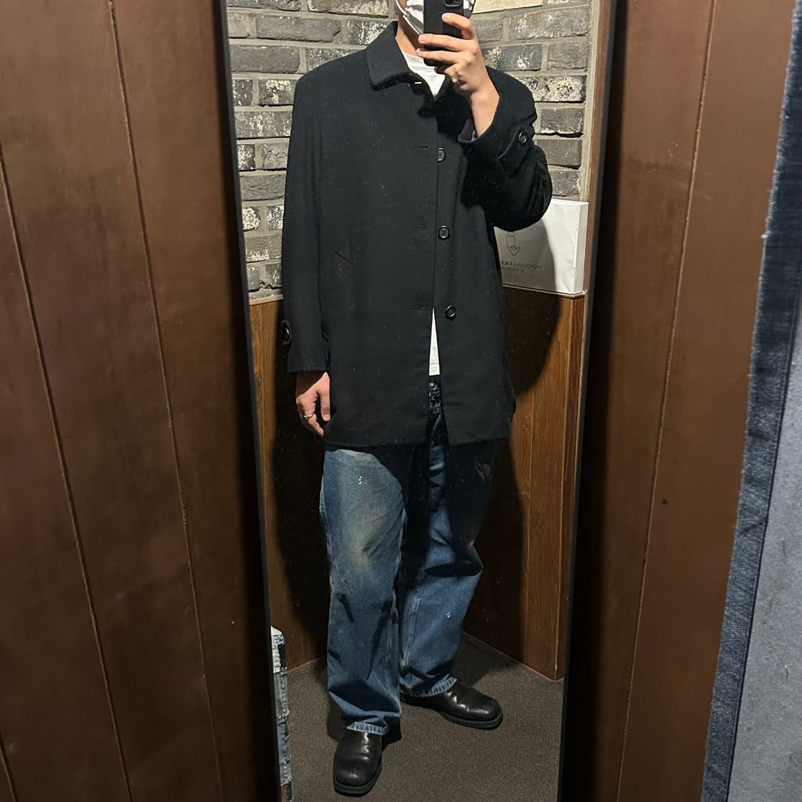 L) YSL 입생로랑 울 미디움 코트 자켓 블랙 상품이미지8