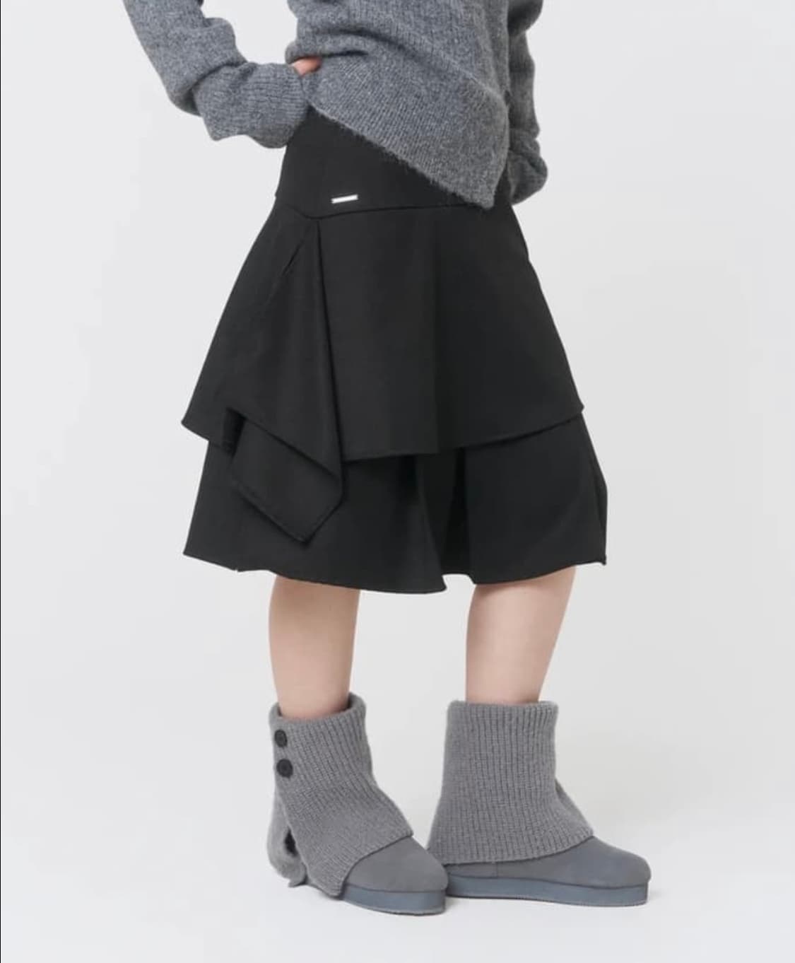 미세키서울 Sei layered midi Skirt BLACK 1 상품이미지1