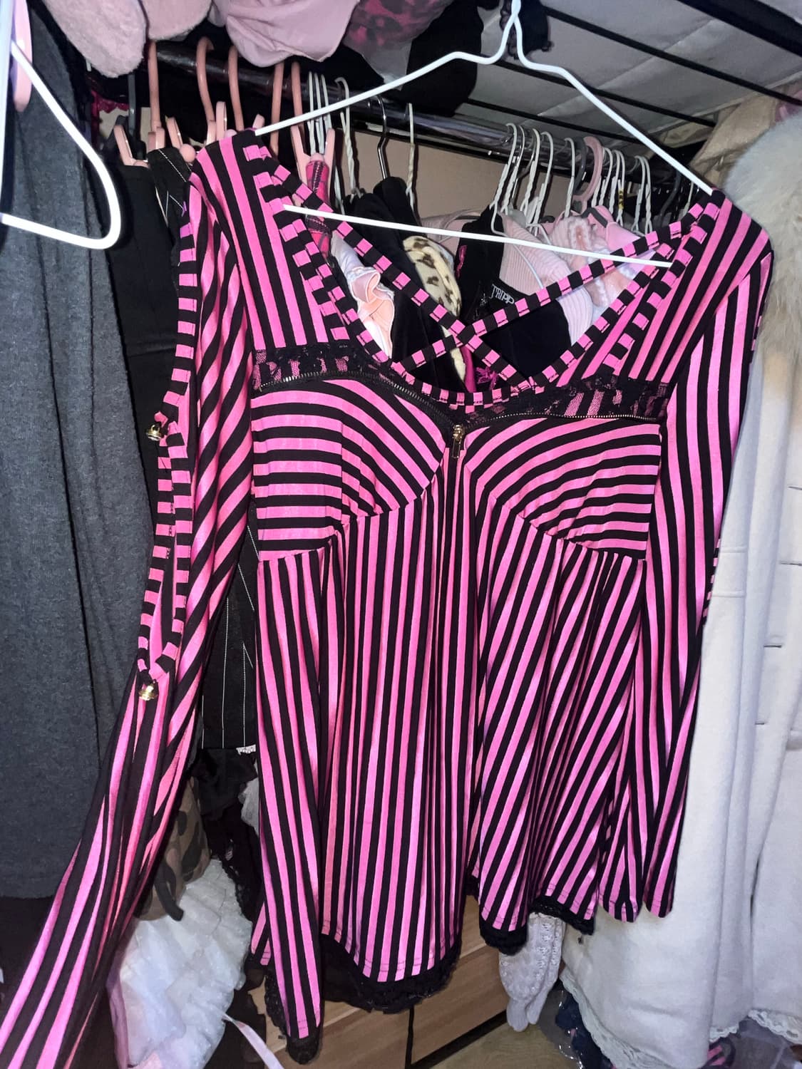 빈티지 검정 핑크 스트라이프 오네갸루 탑 티셔츠 마즈깔 mars dia 상품이미지2