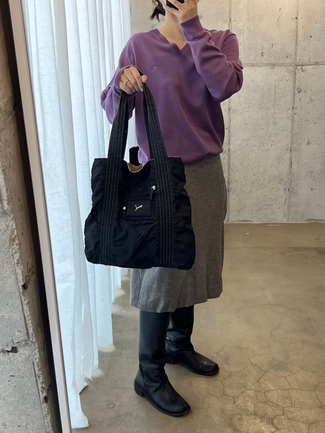 00s PUMA 스티치 나일론 백 블랙 상품이미지5