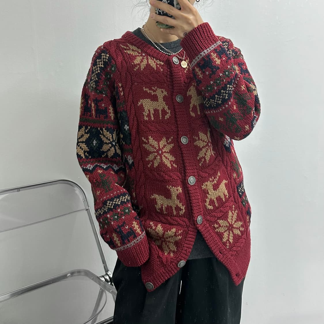 Atelier Meiku 에스닉 코위찬 니트 가디건 일본빈티지 상품이미지3