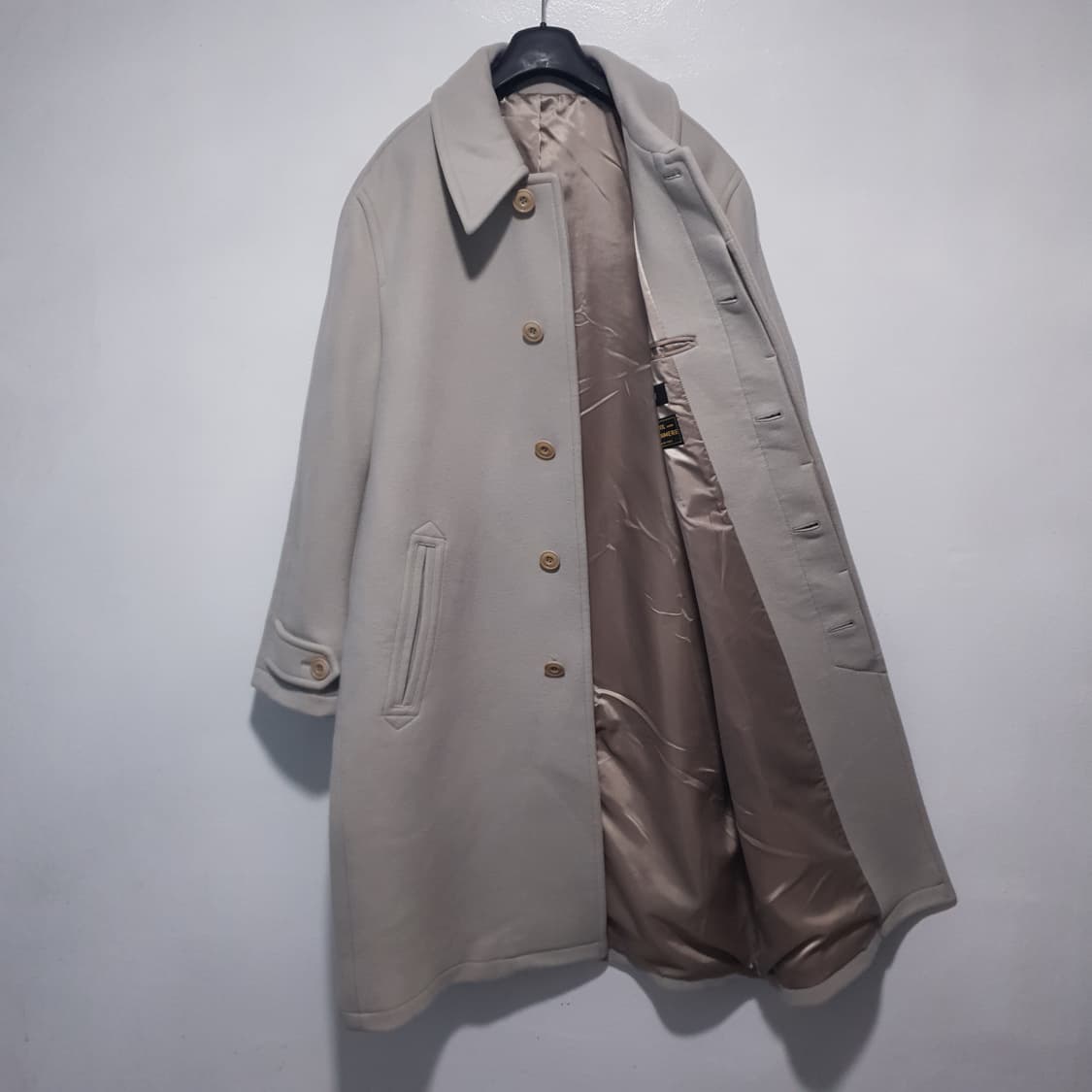 실측 XL) COOR 쿠어 MTR 발마칸 울 캐시미어 코트 크림 희귀 상품이미지5