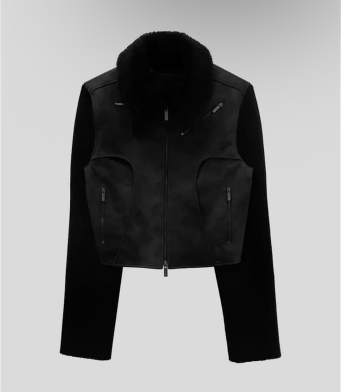 트리밍버드 니트 크랙 레더자켓 블랙 상품이미지1