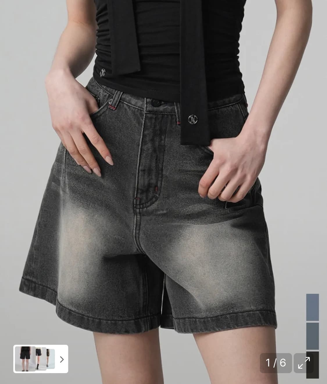 어반드레스 lovely stitch denim shorts black 상품이미지1