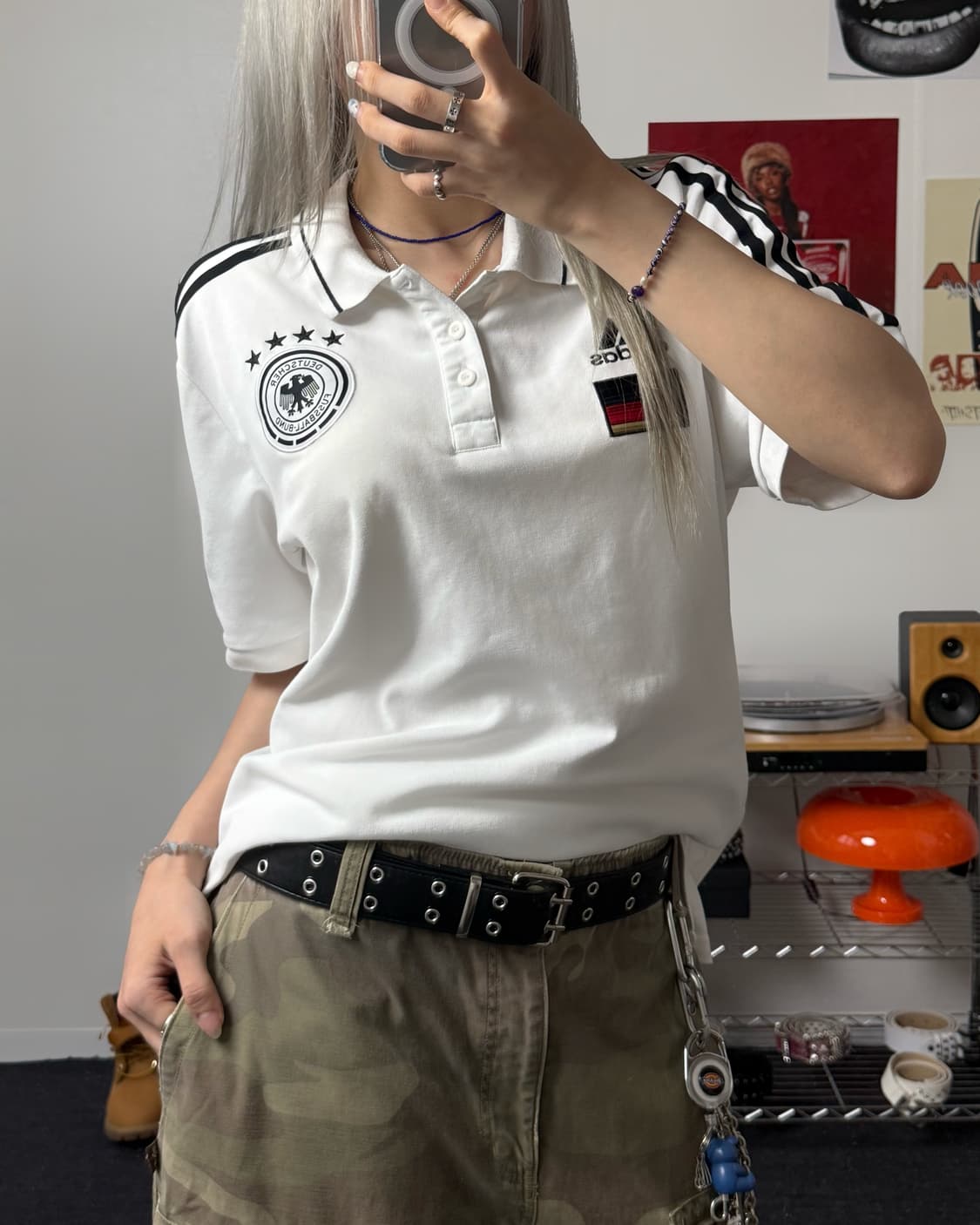 아디다스 독일 화이트 PK 티셔츠 상품이미지1