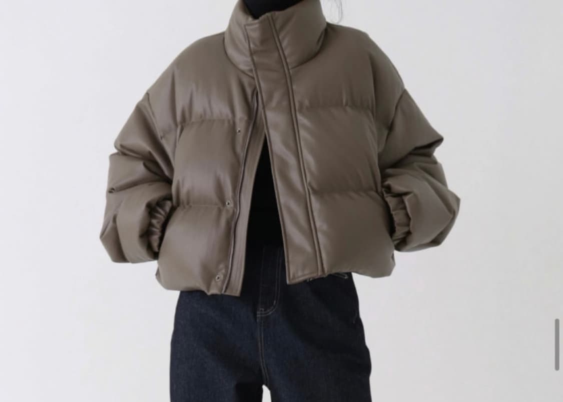 트리밍버드 레더패딩 모카그레이 상품이미지3