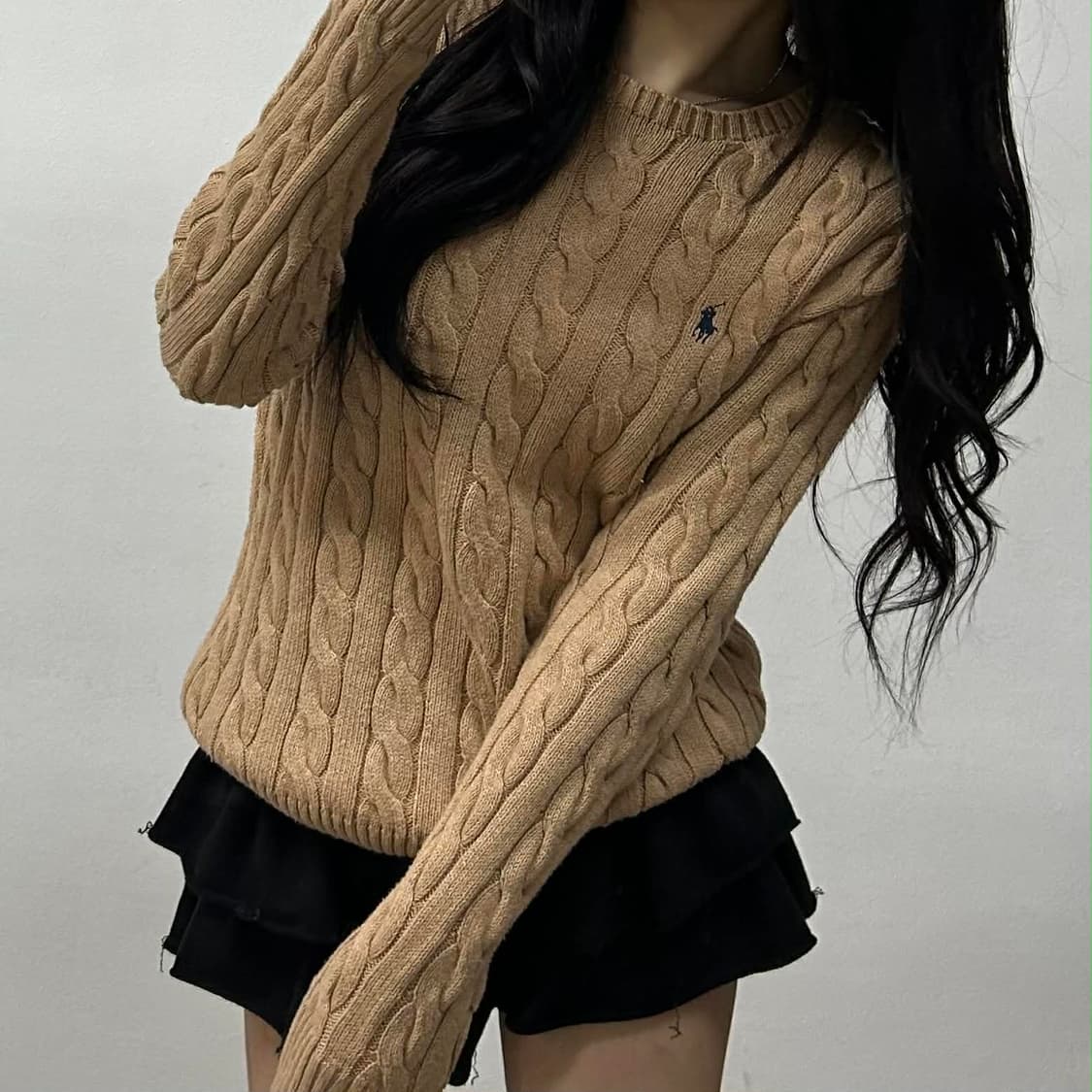 폴로 랄프로렌 신형 큐알택 베이지 케이블 니트 스웨터(S) 상품이미지1