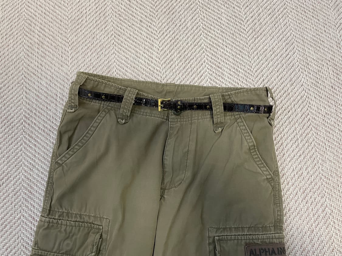 빈티지 크로커다일 골드 브라운 벨트  J03703 상품이미지1