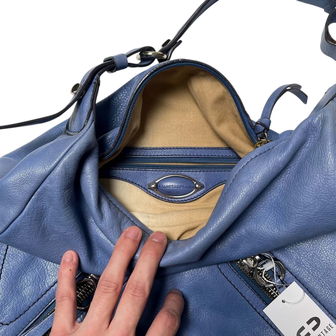 Francescobiasia 화살 스티치 블루레더백 상품이미지7