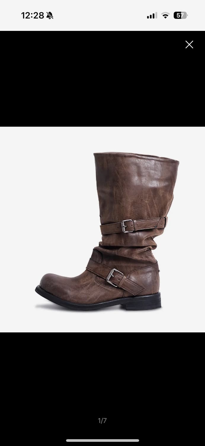 네거티브쓰리 Slouchy Long Boot_Washed Brown 상품이미지1