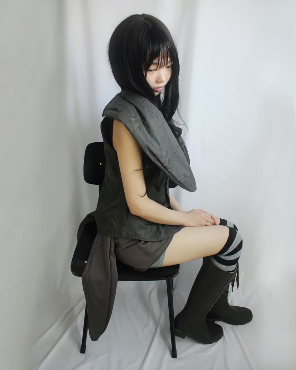 Brown-Khaki panel line B-ear shorts 상품이미지10