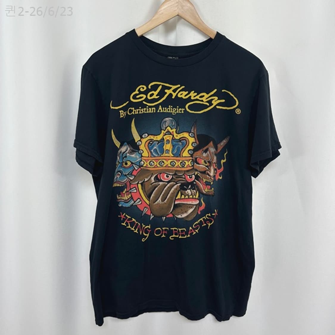 EDHARDY 에드하디 남자 스판 반팔티 검정 XXL  상품이미지1