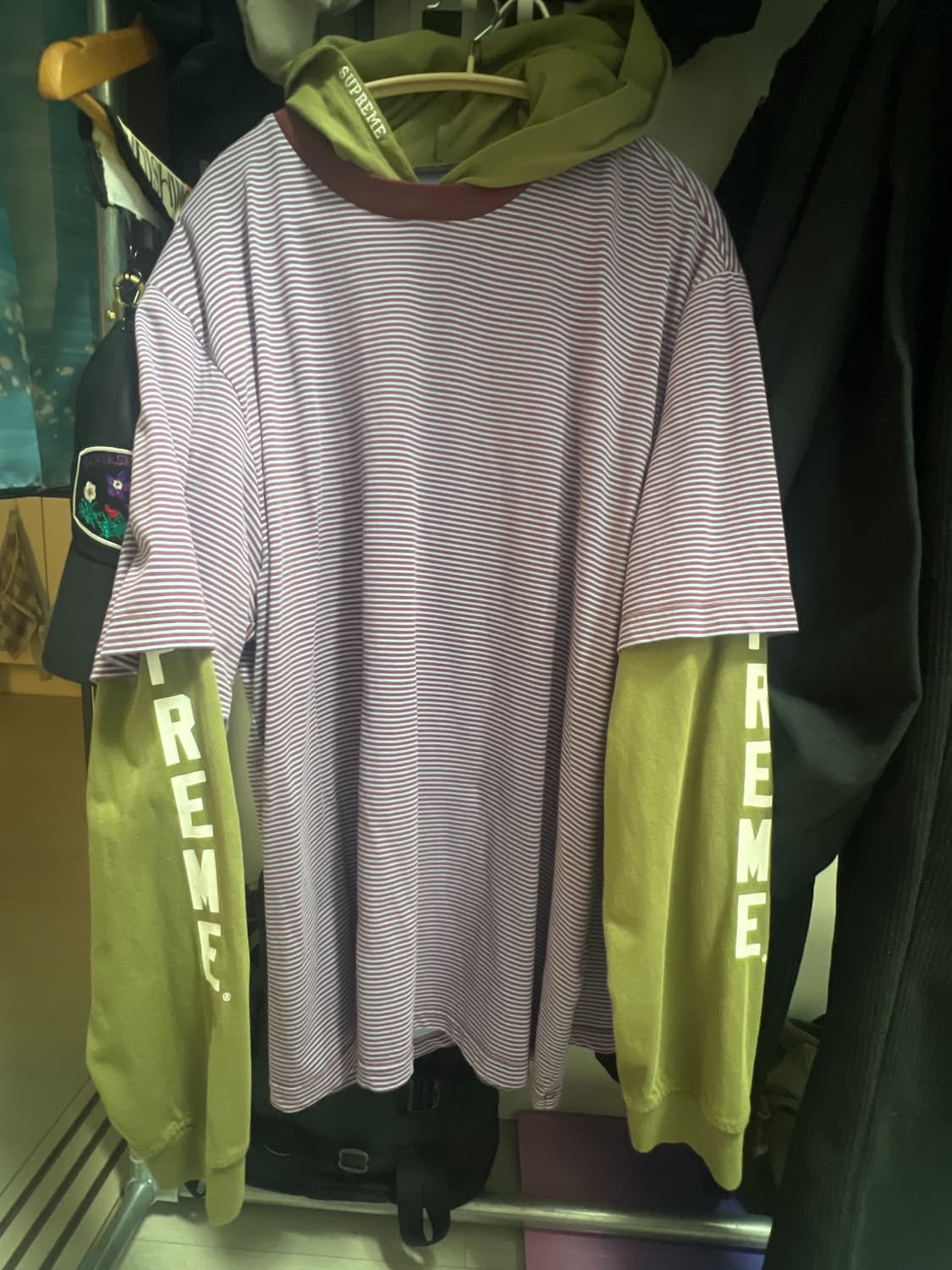 L) 슈프림 레이어드 후드 롱슬리브 탑 올리브 - 24SS 상품이미지4