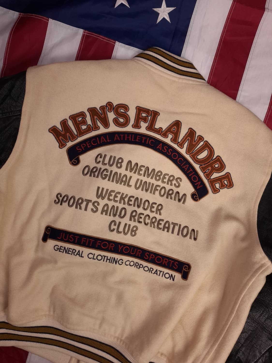 90's 일본판 FLANDRE 빈티지 울 바시티 자켓 상품이미지2