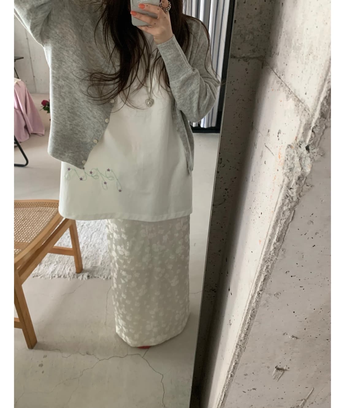 피핀샵 페이지 롱 스커트 치마 아이보리 화이트 상품이미지3