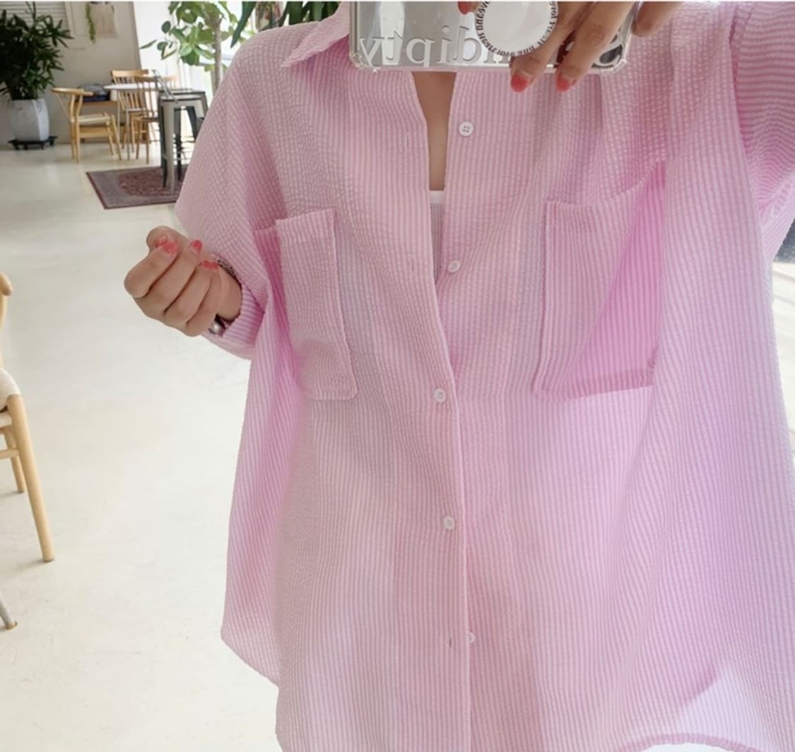 박시핏 시어서커남방 지지미남방 상품이미지2